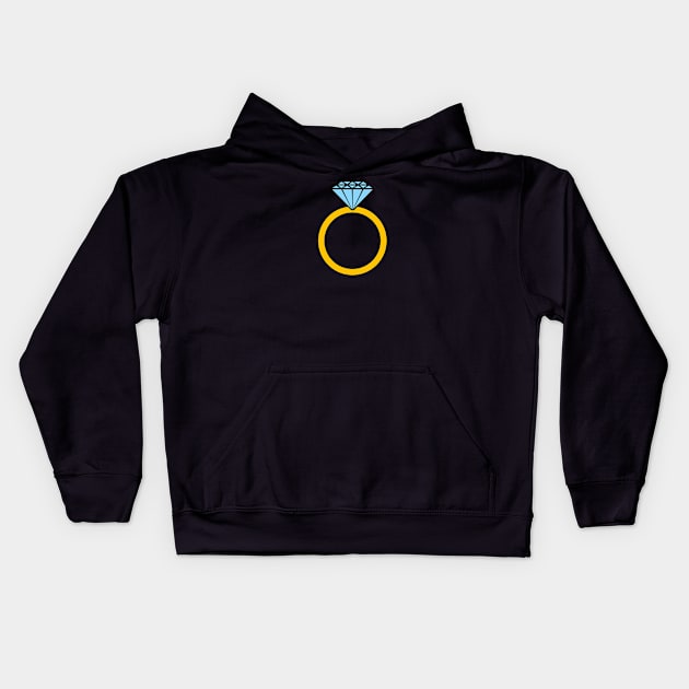 Diamond Ring With Gold Band Kids Hoodie by THP Creative